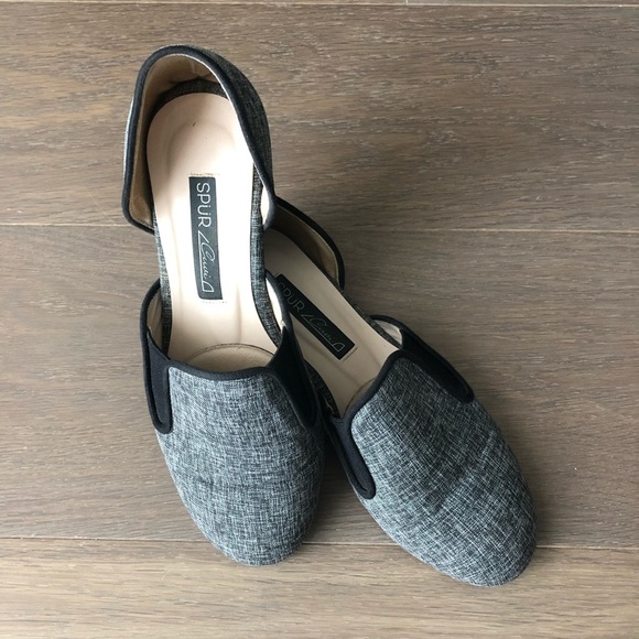 Gray slip on d'orsay flats chic korea size 5.5 elegant chic walking shoes - Picture 1 of 4